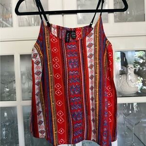 Fun & Flirt Red and Blue Patterned Camisole